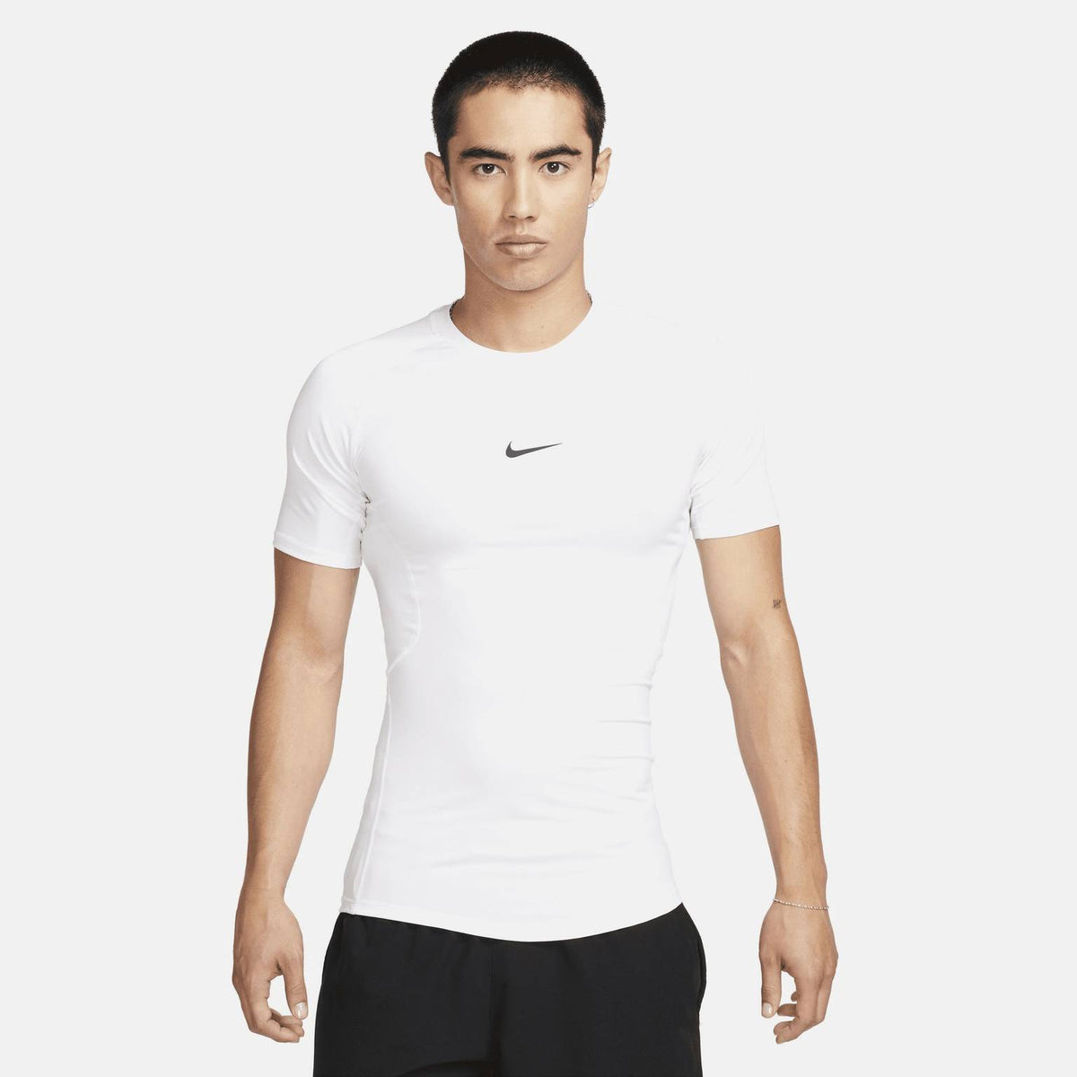 Nike Men's Dri-FIT Tight Short-Sleeve Fitness Sports T-shirt White