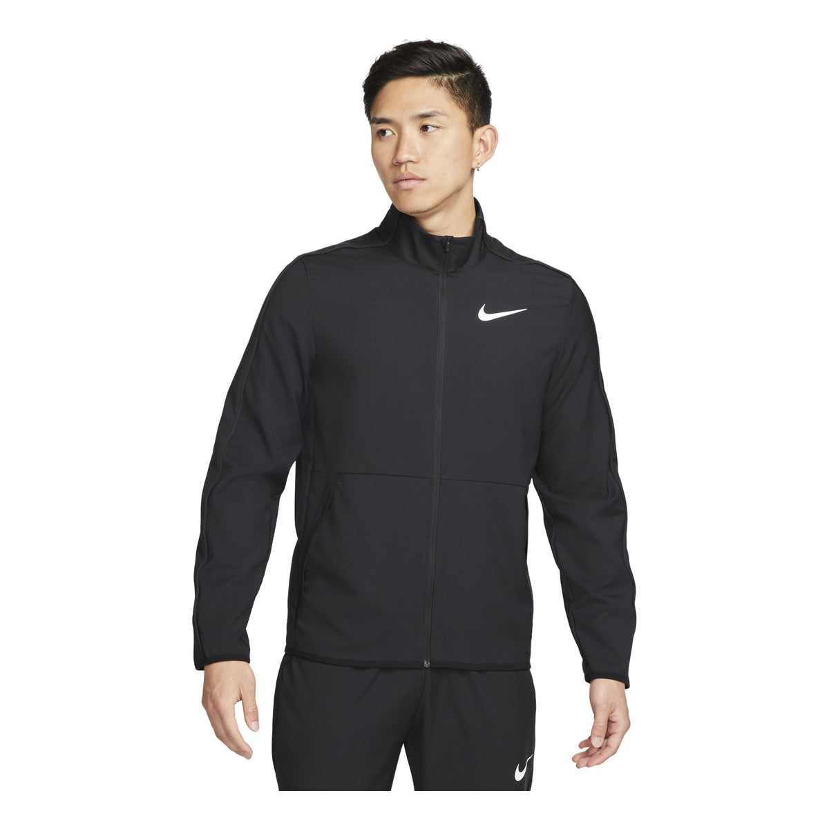 Nike Dri-FIT Solid Color Quick Dry Woven Training Sports Jacket Black