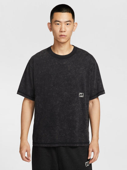 Nike Men's Washed Men Crew Neck Black T-Shirt